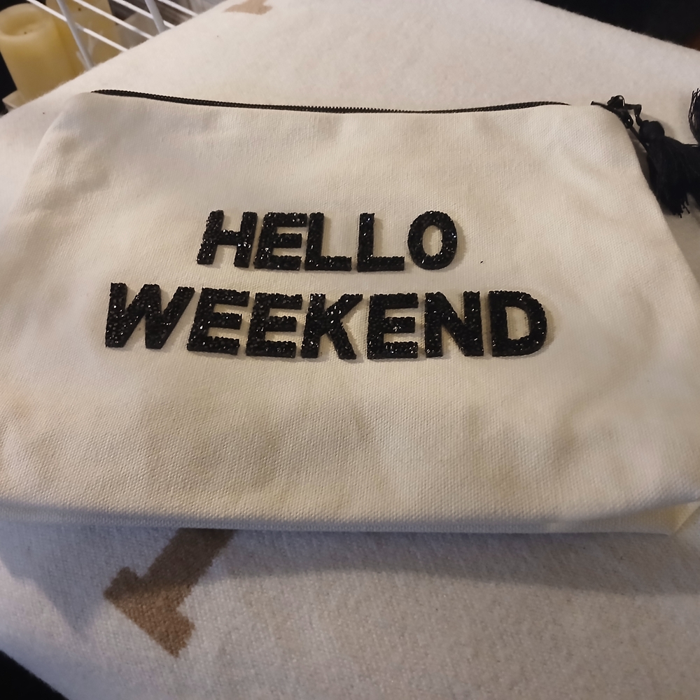 Hello Weekend White Pouch